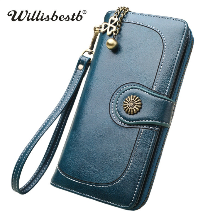Vintage Button Phone Purse Women Wallet Leather Retro Long Zip Card Clutch 5 Vintage Button Phone Purse Women Wallet Leather Retro Long Zip Card Clutch - Image 5