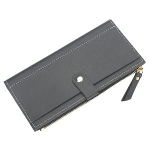 Fashionably Chic Women's Leather Clutch Wallet with Secure Hasp Closure
