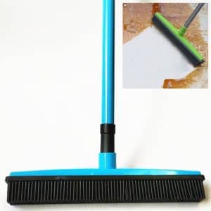 Dual-Function Pet Hair Removal Broom - Rubber Floor Brush + Dust-Free Mop