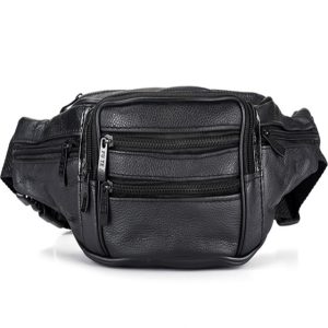Genuine Leather Men's Waist Bag - Travel Organizer for Mobile Phones
