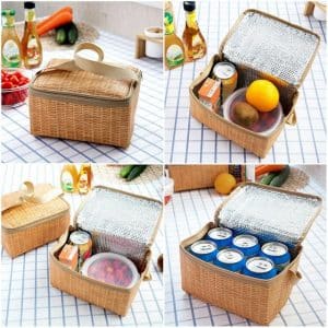 Wicker Picnic Basket Set: Thermal Lunch Storage for Outdoor Camping & Picnics