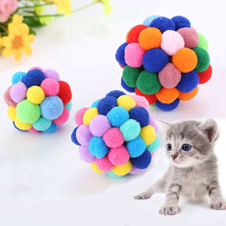 Colorful Handmade Bells Cat Bouncy Ball - Set of 3 Pet Toys 2 Colorful Handmade Bells Cat Bouncy Ball - Set Of 3 Pet Toys - Image 2