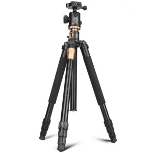 Tripod stand for professional photography and videography equipment, adjustable height, sturdy design for stable shots, ideal for photographers and content creators.