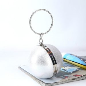 Elegant Round Ball Evening Bag - PU Banquet Makeup Clutch for Ladies