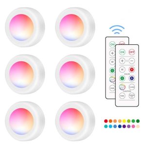 6-Piece Set RGB LED Night Light with Remote Control - 16 Color Strobe Atmosphere Pat Light
