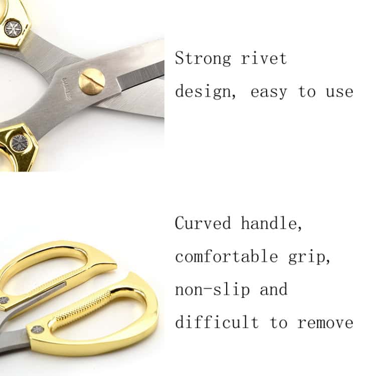 Diamond Scissors: K82 Stainless Steel, Multifunctional Household - Powerful 6 Polished Scissors With Gold Accents For Jewelry Making And Crafting.