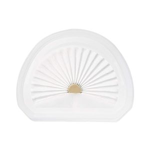Re-usable white folding fan with a semi-circular shape, perfect for stylish accessories and cooling. Made from lightweight materials, ideal for personal use, gifts, or decor.