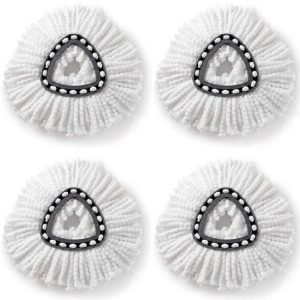 White cleaning scrubber with black triangular scrub pad, four pieces, reusable and versatile kitchen sponge, ideal for dishwasher safe cleaning tools, durable scrub pads for tough stains.