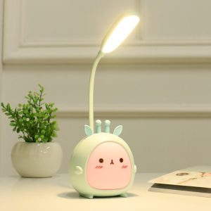 A cute desk lamp featuring an animal design with a flexible neck and LED light.