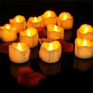 12PCS LED Tea Wax Candle Lights for Wedding Decoration, Realistic Flame, Boxed
