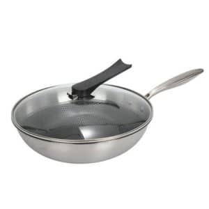 304 Stainless Steel Flat-bottom Wok for Induction Cooker Gas - Oil-Free, Uncoated