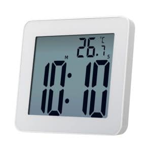 Waterproof LCD Bathroom Kitchen Wall Clock - Electronic Alarm, Sleek Design