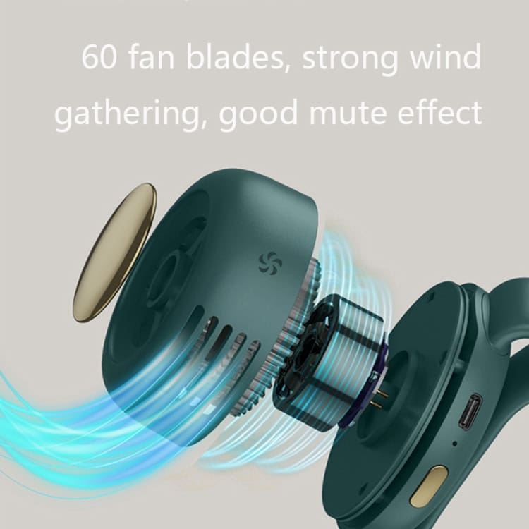 Whirlwind Leafless Fan: Portable Clip Waist Fan - MF019 Small, Cooling Power! 3 Close-Up Of A Portable Fan Showcasing Its 60 Fan Blades And Motor Design.