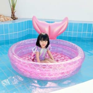 Magical Mermaid Baby Pool - Pink Inflatable Round Swimming Float for Kids