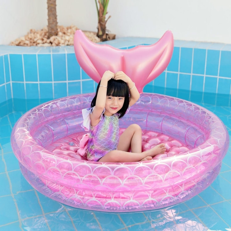Magical Mermaid Baby Pool - Pink Inflatable Round Swimming Float for Kids 5 Magical Mermaid Baby Pool - Pink Inflatable Round Swimming Float For Kids - Image 5