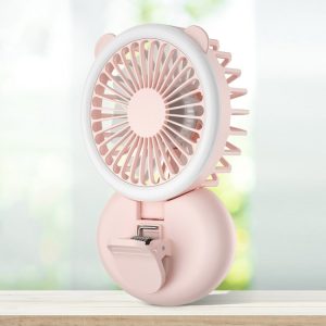 Portable Hands-Free Neck Fan with Fill Light & Clip - USB Rechargeable, Foldable