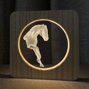 3D Wooden Horse Table Lamp - Bedroom Night Light - FS-A3762W