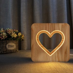 Romantic Wooden Night Light - Perfect Valentine's Day & Birthday Gift, Home Decor