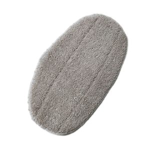 Soft gray oval cleaning mop pad made from plush microfiber for efficient dusting and scrubbing. Perfect for home or commercial cleaning, compatible with various mop systems.