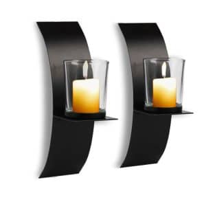 3D Arc Iron Candlestick Wall Decor Set - Elegant Two-Piece BS2001 Design