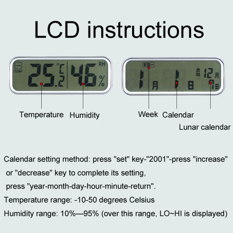 13" Dual-Screen LED Wall Clock with Temperature, Humidity & Calendar 5 13&Quot; Dual-Screen Led Wall Clock With Temperature, Humidity &Amp; Calendar - Image 5