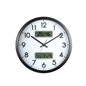 13" Dual-Screen LED Wall Clock with Temperature, Humidity & Calendar