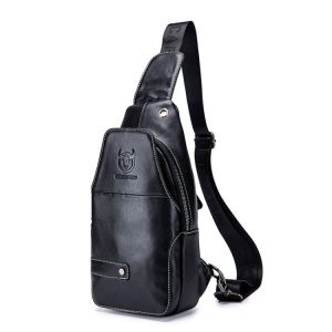 Buff Captain Men's Leather Shoulder Bag - Premium First-Layer Cowhide Sports Chest Bag