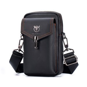 BULL CAPTAIN 076 Retro Leather Waist Bag: Stylish Mobile Phone Messenger Bag