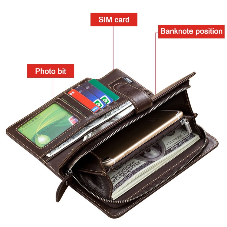 BULL CAPTAIN 028 Retro Cowhide Wallet - Black, Long Buckle, Multi-Function 4 Bull Captain 028 Retro Cowhide Wallet - Black, Long Buckle, Multi-Function - Image 4