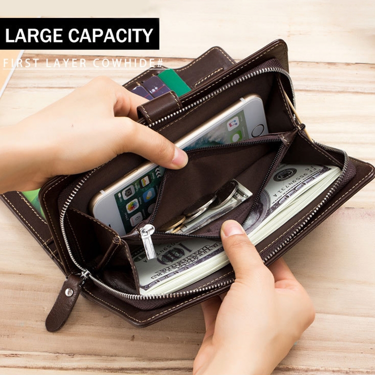 BULL CAPTAIN 028 Retro Cowhide Wallet - Black, Long Buckle, Multi-Function 6 Bull Captain 028 Retro Cowhide Wallet - Black, Long Buckle, Multi-Function - Image 6