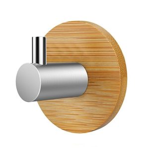 Bamboo Stainless Steel Sticky Hook for Bathroom Kitchen Towels - Space-Saving