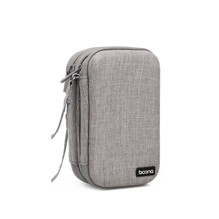 Baona BN-F027 Double-Layer Hard Disk Storage Bag – Protective Hard Shell Cover 1 Light Grey Boona Electronic Accessories Organizer Bag With Multiple Compartments For Cables And Gadgets.