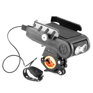 4-In-1 Bike Front Light with Mobile Holder & Horn | Mountain Bike Essential