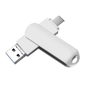 USB flash drive with swivel design, portable data storage device for computers and laptops.
