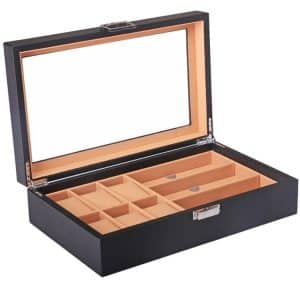 Carbon Fiber PU Watch Glasses & Sunglasses Case - Sleek Storage Solution