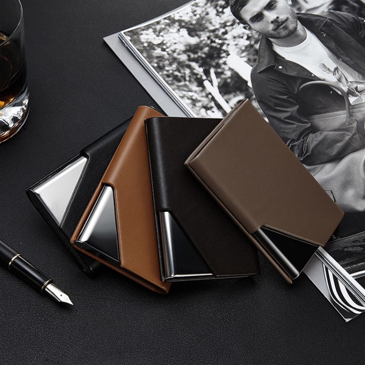 Stylish Men's Leather Business Card Holder with Stainless Steel Clamp 2 Stylish Men'S Leather Business Card Holder With Stainless Steel Clamp - Image 2