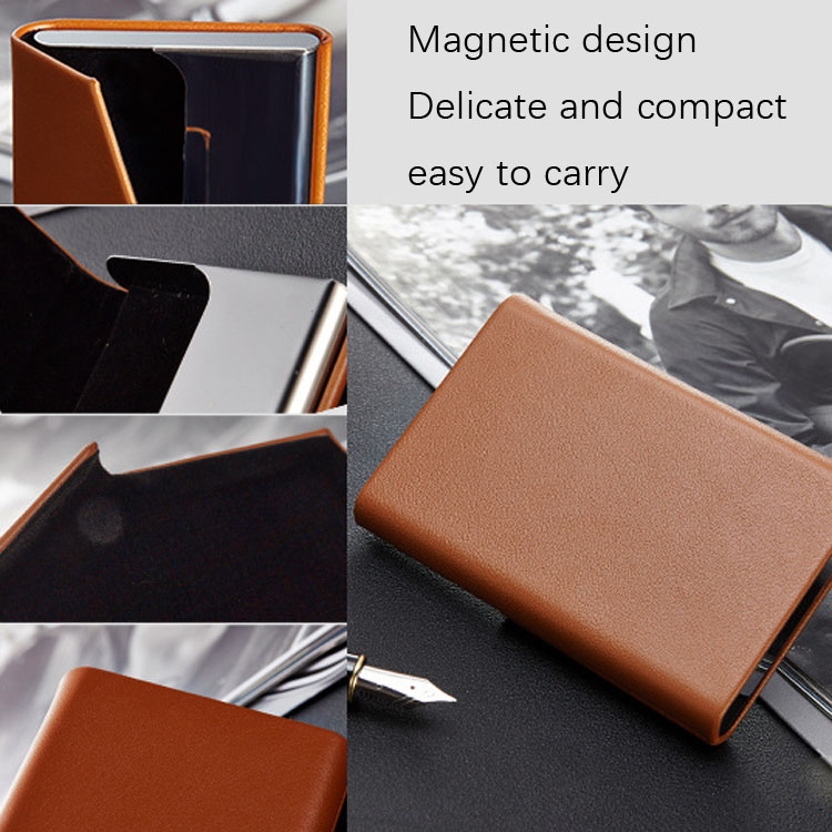 Stylish Men's Leather Business Card Holder with Stainless Steel Clamp 4 Stylish Men'S Leather Business Card Holder With Stainless Steel Clamp - Image 4