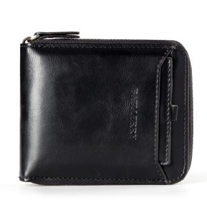 Baellerry Youth Short Wallet: Retro Style - Zipper - Small Size PU Leather