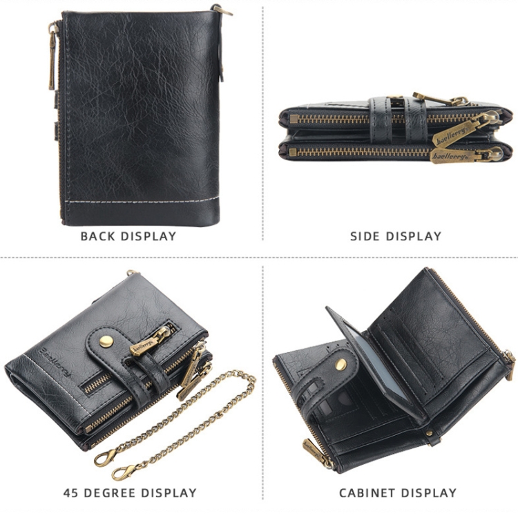 Baellerry Men's Double-Zip Tri-Fold Short Wallet - Stylish & Functional 4 Baellerry Men'S Double-Zip Tri-Fold Short Wallet - Stylish &Amp; Functional - Image 4