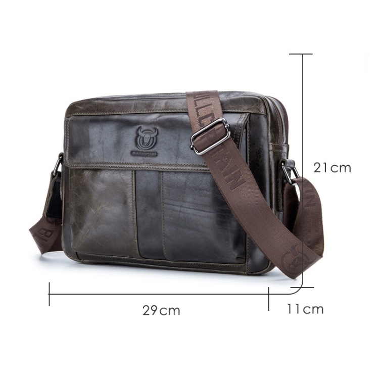 BULL CAPTAIN Leather One Shoulder Bag: Stylish Double Layer Messenger for Men 2 Bull Captain Leather One Shoulder Bag: Stylish Double Layer Messenger For Men - Image 2