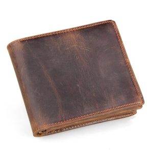 Vintage Crazy Horse Leather Men's Short Wallet - Stylish & Durable Choice