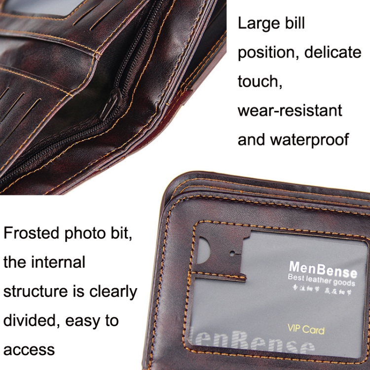 Menbense Magnetic Buckle Large Capacity 3-Fold Male Wallet 3 Menbense Magnetic Buckle Large Capacity 3-Fold Male Wallet - Image 3