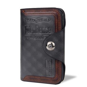Menbense Magnetic Buckle Large Capacity 3-Fold Male Wallet