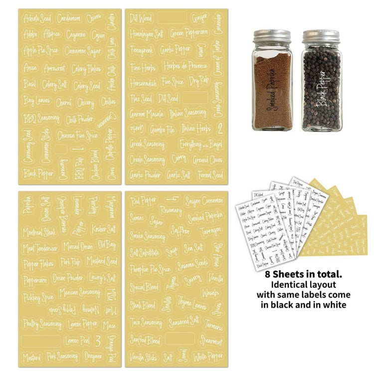 276-Piece Clear Waterproof Spice Labels Combo Pack - Organize Your Pantry! 2 Black Pepper And Cumin Seed Jar With Custom Labels, Kitchen Spices Organizer, Syndmart Kitchen Supplies, Spice Jar Labels, White And Black Spice Labels, Cooking Spice Labels, Kitchen Label Stickers, Spice Rack Organization, Diy Spice Jar Labels, Printable Spice Labels, Spice Label Sheets, Gourmet Spice Labels, Spice Container Labels, Clear Spice Jar Labels, Labeling Spice Containers, Herbs And Spices Labels, Spice Jar Labels For Pantry, Cooking Essentials Labels.