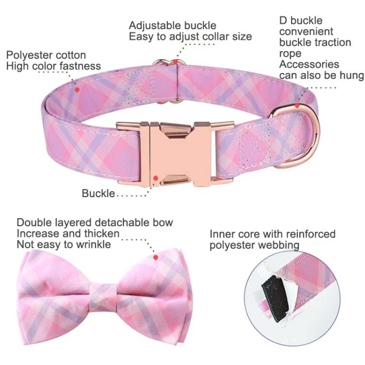 Rose Gold Detachable Bow Collar with Buckle for Pets • Size: Small 3 Rose Gold Detachable Bow Collar With Buckle For Pets • Size: Small - Image 3