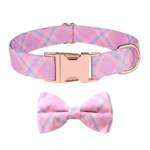 Rose Gold Detachable Bow Collar with Buckle for Pets • Size: Small