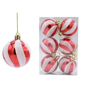 6pk 6cm Festive Painted Christmas Ball Decor Set - Holiday Decoration Essentials