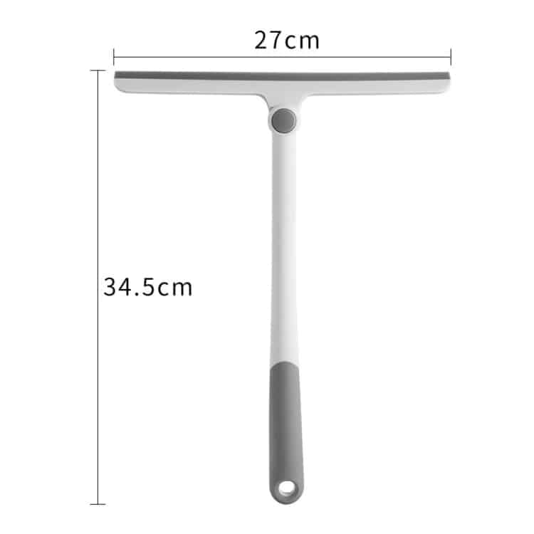 360° Rotating Glass Wiper for Effortless Mirror & Window Cleaning 3 A Window Squeegee With A 27Cm Blade And 34.5Cm Handle, Featuring A Gray And White Design.