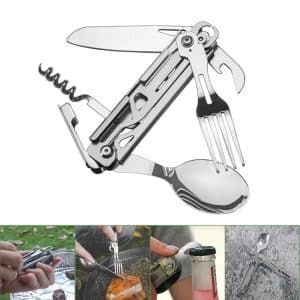 Ultimate 6-in-1 Camping Tableware Set: Fork, Knife, Spoon, Bottle Opener