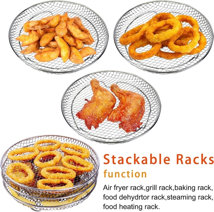 8-Inch Three Layer Round Grill Steam Rack for Air Fryer - Enhance Your Cooking 3 8-Inch Three Layer Round Grill Steam Rack For Air Fryer - Enhance Your Cooking - Image 3
